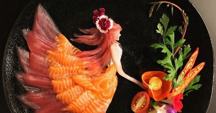Cet artiste conçoit une nourriture incroyable à partir de poisson cru et d'autres ingrédients comestibles