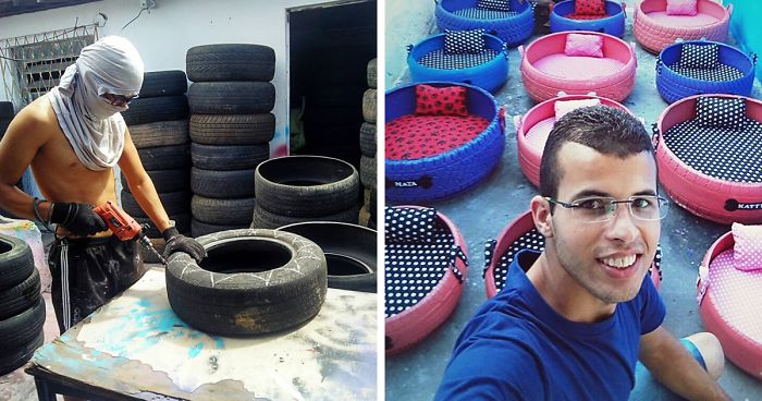 Un artiste brésilien utilise les pneus usés que les gens jettent dans les rues pour créer des lits pour les animaux